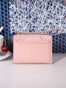 Letter Graphic Two Tone Pocket Wallet Small ID Window Bifold Women Wallet School Supplies For School Dorm Room Hot Pink Wristlet Wallet For Women Wallet Purse Wallet Small Wallet - Pink - View 6