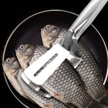 1支不銹鋼食品夾,適用於煎、烤、上菜等烹飪用具 - 銀色 - 查看 1