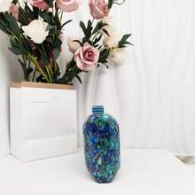 跨境時尚多彩珍珠母貝亞克力手拿包,具歐美風格派對手提袋,內襯亞麻大箱型手拿包 - 藍色 - 查看 4