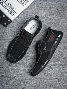 男鞋老北京布鞋,帶鞋帶設計,透氣,休閒,牛仔布運動鞋,方便穿脫,輕便,除臭 - 黑色 - 查看 4