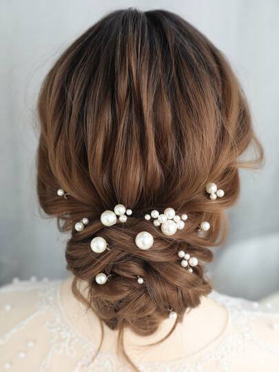 12pcs Faux Pearl Decor Hair Clips, Versatile Hair Accessories Suitable For Bride, Daily Wear & Wedding