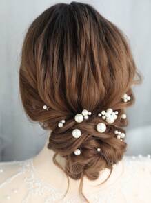 12pcs Faux Pearl Decor Hair Clips, Versatile Hair Accessories Suitable For Bride, Daily Wear & Wedding