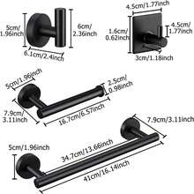 5pcs Stainless Steel Bathroom Hardware Set With Drilling Installation, Including Towel Rail, Toilet Paper Holder, Towel Rack And Bathroom Towel Bar, Easy To Install And Suitable For Combination, Space-Saving Design, Multicolor Optional, Modern Minimalist Style - Black - View 2