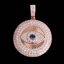 1條眼睛鑲冰項鍊男士鑲冰吊墜,鍍金嘻哈首飾 - 玫瑰金 - 查看 1