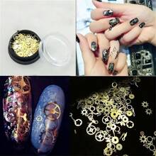 Nail Art Accessory: 1Pc Metallic Gear Steampunk Mechanical Time Gear & Christmas Decoration Piece Diy Nail Charms Nail Gems Nail Supplies Nails - Gold - View 5