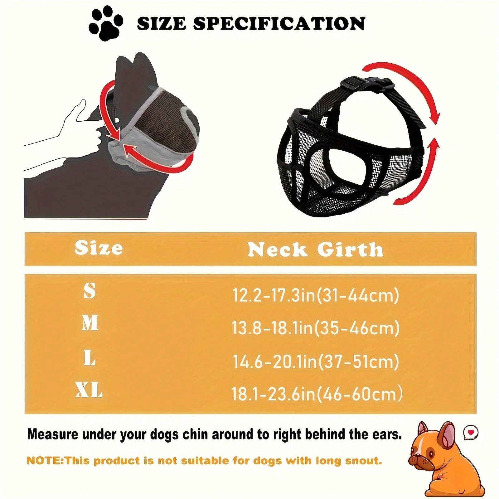 Short Snout Dog Muzzle, Plush Material Bulldog Muzzle Prevents Dog
