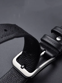 Traditional Luxury Social Men's Belt In Synthetic Leather - Black - View 4