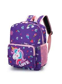 彩虹小馬背包2023新潮流返校時尚復古簡約百搭單肩包 - 紫色 - 查看 4