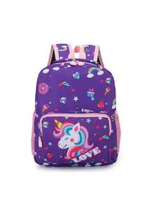 彩虹小馬背包2023新潮流返校時尚復古簡約百搭單肩包 - 紫色 - 查看 3