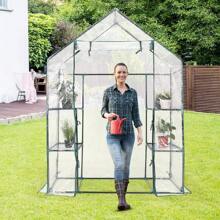 Plastic Greenhouse, Greenhouse With PV Film, Greenhouse Walk-In Design, Tomato House For Flowers & Plants, 147 X 73 X 195 Cm (PVC Film) - White - View 3