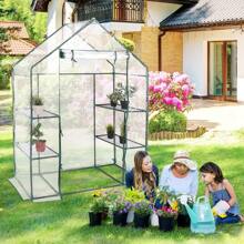 Plastic Greenhouse, Greenhouse With PV Film, Greenhouse Walk-In Design, Tomato House For Flowers & Plants, 147 X 73 X 195 Cm (PVC Film) - White - View 1