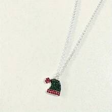 1個精美時尚的聖誕帽吊墜項鍊,女性個性化珠寶,適用於婚禮、派對和禮物 - 紅色 - 查看 4
