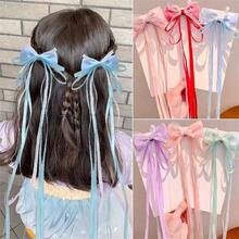 2入組少女漢服風織帶髮夾,有蝴蝶結的童裝髮飾,適用於盤起髮辮的女孩,嬰兒髮夾 - 紅色 - 查看 3