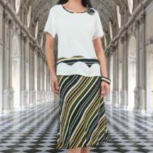 Conjunto Curvy Talla Extra de Blusa con Falda - Blanco - Ver 1