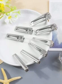 8 Pcs/set Metal Geometric Hair Claw Barrettes Elegant Hair Clip Crab Hollow Out Hairpin Women Girl Hair Accessories - Silver - View 2