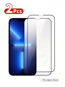 Smorss 2 Pcs Silk Screen Black Edge Tempered Film Screen Protector Compatible With Iphone 15/15 Plus/15 Pro/ 15 Pro Max Transparent Glass Case Film Super HD High Quality 9H Hardness Coverage Protection Tempered Glass Protective - White - View 9