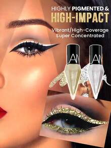 5pcs/Set Shiny Rhinestone Eyeliners Waterproof Eyeshadow Rose Gold Silver Color Glitter Sequin Eyeliner Eye Shadow Makeup Y2K Beauty Cosmetics - Khaki - View 5