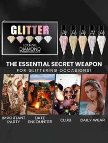 5pcs/Set Shiny Rhinestone Eyeliners Waterproof Eyeshadow Rose Gold Silver Color Glitter Sequin Eyeliner Eye Shadow Makeup Y2K Beauty Cosmetics - Khaki - View 4