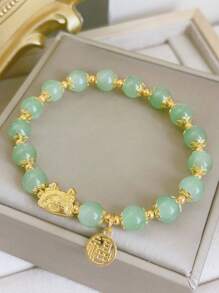 1條2024年龍年生肖手鍊,有餃子和龍的裝飾,仿綠色寶石珠子,適合女性日常佩戴或新年節日儀式 - 993- 餃子龍綠珠子款 - 查看 10