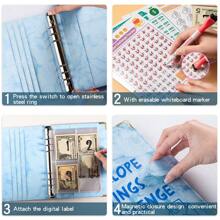 100封信封挑戰預算計劃表,輕鬆有趣地節省$5,050,附節省挑戰、預算計劃和現金信封、預算工作簿和儲蓄跟蹤器 - 藍色 - 查看 5