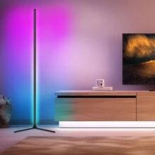 1pc Led Corner Floor Lamp With Smart Rgbic Light, Music Sync, Modern Mood Standing Lamp With 16 Million Colors, App & Remote Control, Diy Mode And Timer For Living Room/playroom Decor - Black and White - View 6