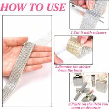 (0.67 inches X 1 size) Self adhesive crystal rhinestone ribbon - rhinestone stripes, DIY flash ribbon stickers rhinestone glue crafts mobile phone car decoration (8 rows), wedding, party gifts ribbon decoration handicrafts - Multicolor - View 7