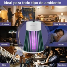 Mata Mosca Repelente Elétrico Mosquiteiro Luminária LED Mata Mosquito Moscas Insetos - Branco - Visão 3