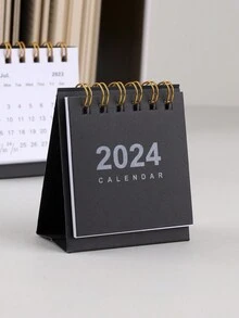1pc Mini 2024 Desk Calendar, Portable And Simple Design, Small But Delicate, Ideal For Desktop - Black - View 4
