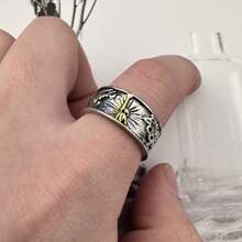 1pc Vintage Silver-color Victory Light Hip Hop Open Ring, Unisex Couple Band Ring - Antique Silver - View 1