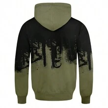 男士跑步套裝連帽字母圖案2件套印花運動休閒運動3d印花基本街頭運動服裝健身衣男裝運動套裝 - 軍綠色 - 查看 2