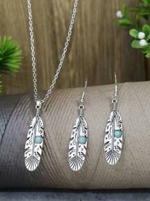 TopHanqi 15 件/套复古风格仿古银首饰套装，镶嵌绿松石，不对称几何设计，简约时尚，适合女性日常佩戴、工作、旅行和摄影 - 彩色 - 查看 14