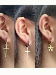 1PC Fashion New Cross Couple Earrings Christmas Valentine'S Day Thanksgiving Gift - Cross - View 12