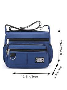 大容量多层防水中老年背包牛津布单肩斜挎包旅行休闲男士包尼龙布包 - 藍色 - 查看 7