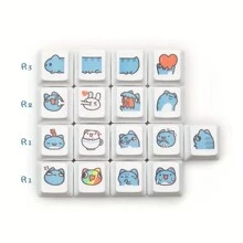 1個可愛藍色貓設計d型按鍵帽,與zxc兼容,oem按鍵帽輪廓,適用於機械鍵盤 - 可愛藍貓D型(ZXC用)x1 - 查看 6