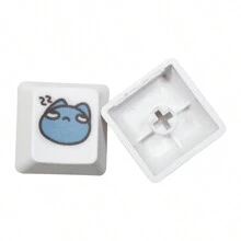 1個可愛藍色貓設計d型按鍵帽,與zxc兼容,oem按鍵帽輪廓,適用於機械鍵盤 - 可愛藍貓D型(ZXC用)x1 - 查看 5