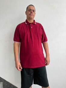 Men Polo Shirts - 酒紅色 - 查看 5