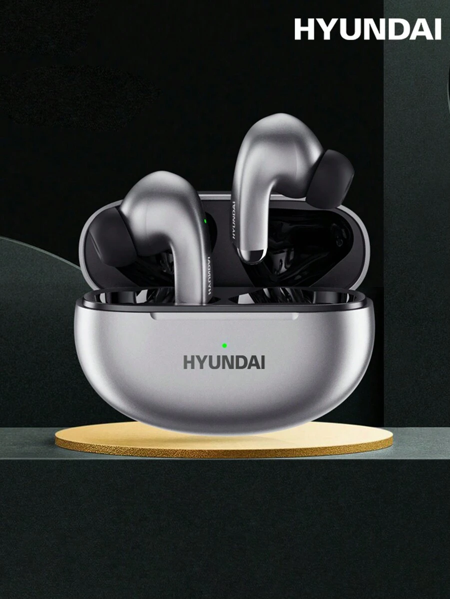 HYUNDAI 现代 LP5 蓝牙耳机，半入耳式 Hi-Fi 立体声，高清通话带麦克风，低延迟，触摸控制，适合音乐、游戏、运动、学习，配有适用于智能手机和电脑的硅胶无线耳塞
