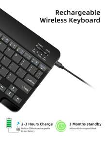 彩色無線鍵盤，適用於三星iPad小米華為平板電腦，支援IOS、Android及Windows系統，無線鍵盤 - 黑色 - 查看 4
