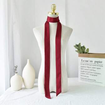 1 件装新款时尚纯色真丝围巾发带，细窄长条发巾，适合专业着装头巾、发带、头带，非常适合装扮您的外观、学校