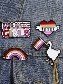 QTHOPE 1個有創意的情侶徽章,彩虹女孩形狀的鴨子蝴蝶心形胸針 - 彩色 - 查看 6