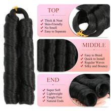 24英寸8束卷鬆波紋式法式辮髮,自然黑色牛奶捲曲鬆散、蓬鬆的辮髮,預拉直的法式卷曲髮,合成髮,可用於女神辮髮