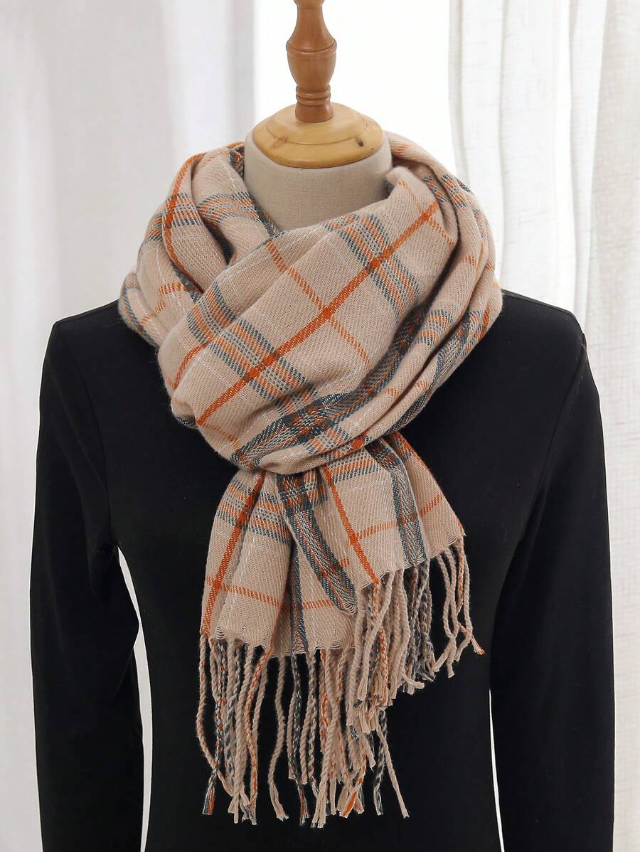 1pc Versatile Multi Color Plaid Pattern Warm Casual Scarf For Autumn/winter - Multicolor - View 1