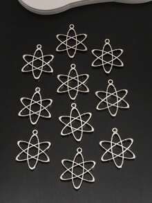 10 件韓式時尚個性星空六角星 Diy 項鍊耳環吊墜鑰匙圈手工材料 - 銀色 - 查看 1