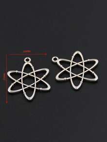 10 件韓式時尚個性星空六角星 Diy 項鍊耳環吊墜鑰匙圈手工材料 - 銀色 - 查看 2