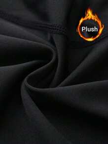 男友款男士新款篮球/足球/跑步/运动健身训练高弹力内抓绒压缩紧身裤保暖 - 黑色 - 查看 6