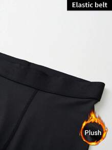 男友款男士新款篮球/足球/跑步/运动健身训练高弹力内抓绒压缩紧身裤保暖 - 黑色 - 查看 5