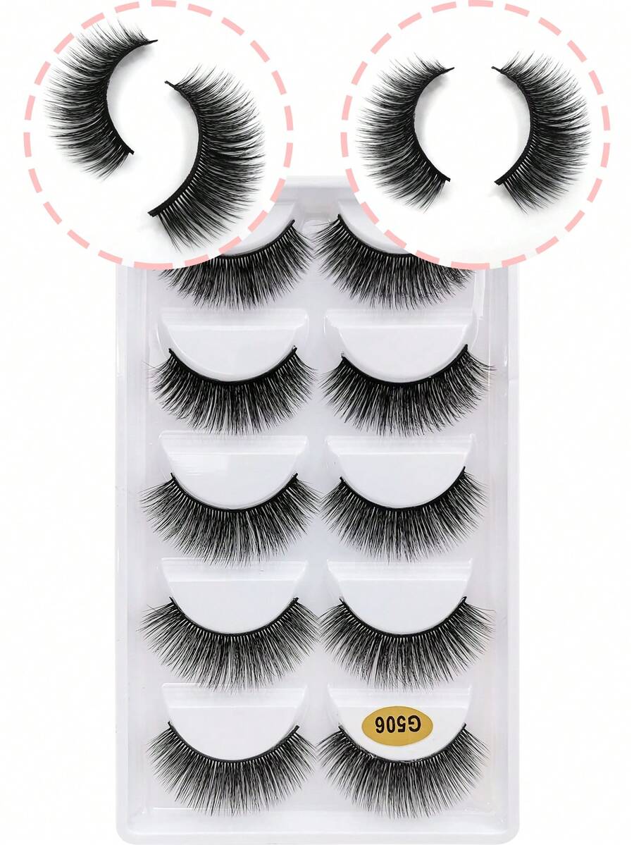 5 Pairs Natural Thick Soft Faux Mink Eyelashes, Extra Long, Thick, Fluffy, Lengthening Lashes, Suitable For Women And Girls - Fluffy Lashes - View 1