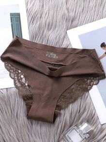 女士6入組無縫冰絲蕾絲性感透明褲襠三角褲 - 彩色 - 查看 4