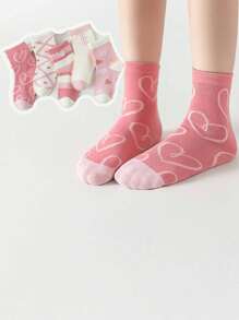 5雙冬季保暖可愛中筒襪,毛底襪,適用於秋冬季節的厚實嬰兒襪 - 彩色 - 查看 1