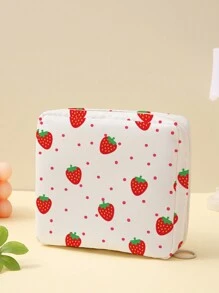 水果图案印花卫生巾收纳袋可重复使用卫生巾袋经期袋卫生袋适用于大学宿舍旅行浴室学校